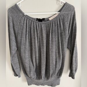 Ann Taylor LOFT Women’s Sz S Charcoal/ Dk Gray Pleated Sweater. Keyhole tie back